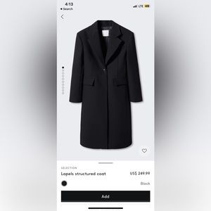 Brand new with tags in box Mango Lapels Structure Coat